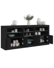 Buffet avec lumières LED noir 181,5x37x67 cm | Mobilier & Déco