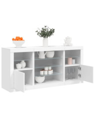 Buffet avec lumières LED blanc 142,5x37x67 cm | Mobilier & Déco