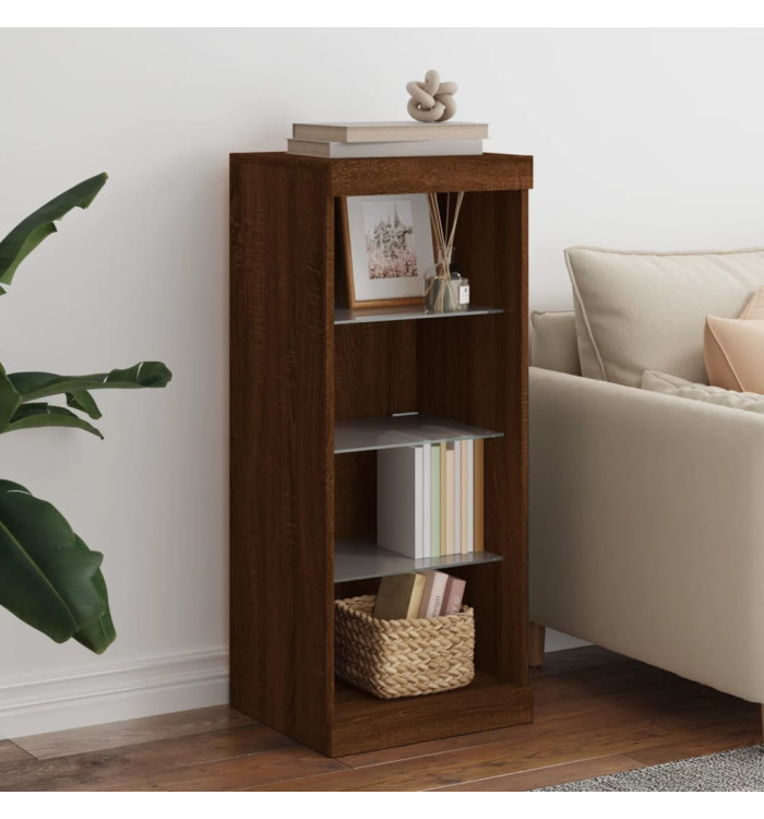 Buffet avec lumières LED chêne marron 41x37x100 cm | Mobilier & Déco