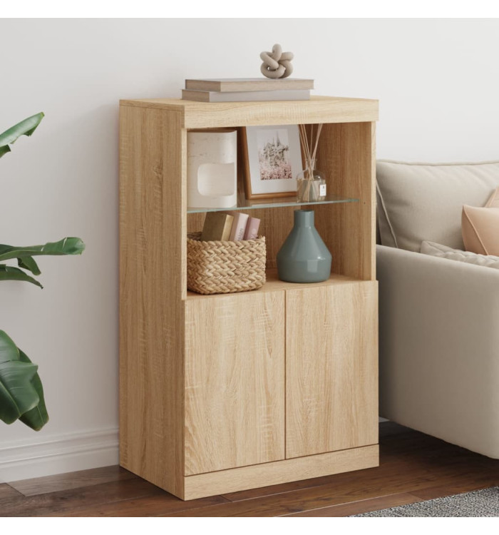 Buffet avec lumières LED chêne sonoma 60,5x37x100 cm | Mobilier & Déco