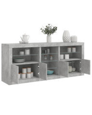 Buffet avec lumières LED gris béton 162x37x67 cm | Mobilier & Déco