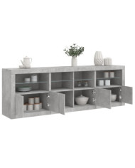 Buffet avec lumières LED gris béton 202x37x67 cm | Mobilier & Déco