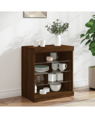 Buffet avec lumières LED chêne marron 60,5x37x67 cm | Mobilier & Déco