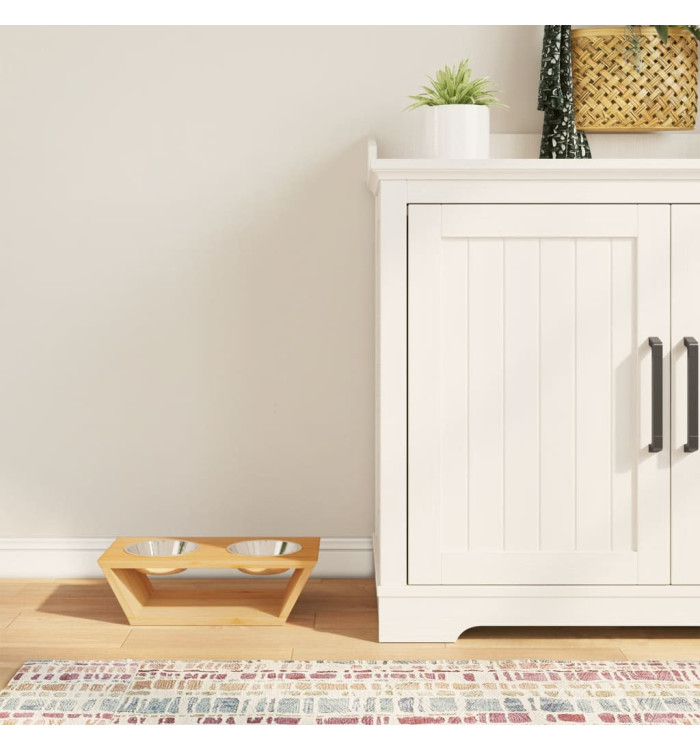 Bols surélevés pour chiens 35,5x18x10,5 cm bambou | Mobilier & Déco