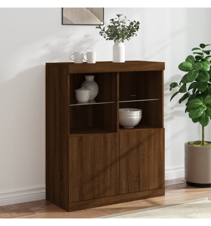 Buffet avec lumières LED chêne marron 81x37x100 cm | Mobilier & Déco