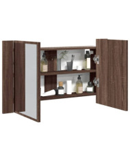 Armoire à miroir à LED de bain chêne marron 80x12x45 cm | Mobilier & Déco