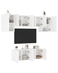 Unités murales TV 6 pcs blanc bois d'ingénierie | Mobilier & Déco