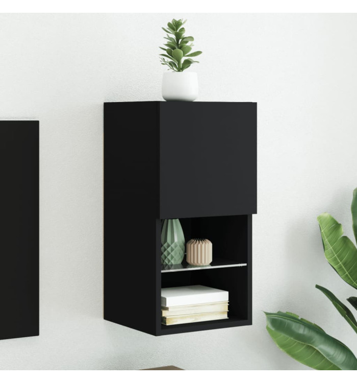 Meuble TV avec lumières LED noir 30,5x30x60 cm | Mobilier & Déco