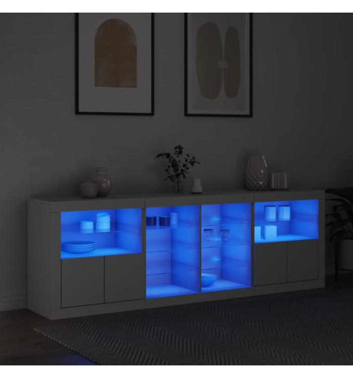 Buffet avec lumières LED blanc 202x37x67 cm | Mobilier & Déco