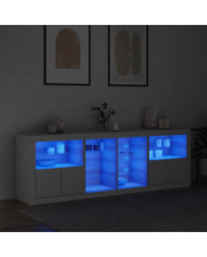 Buffet avec lumières LED blanc 202x37x67 cm | Mobilier & Déco