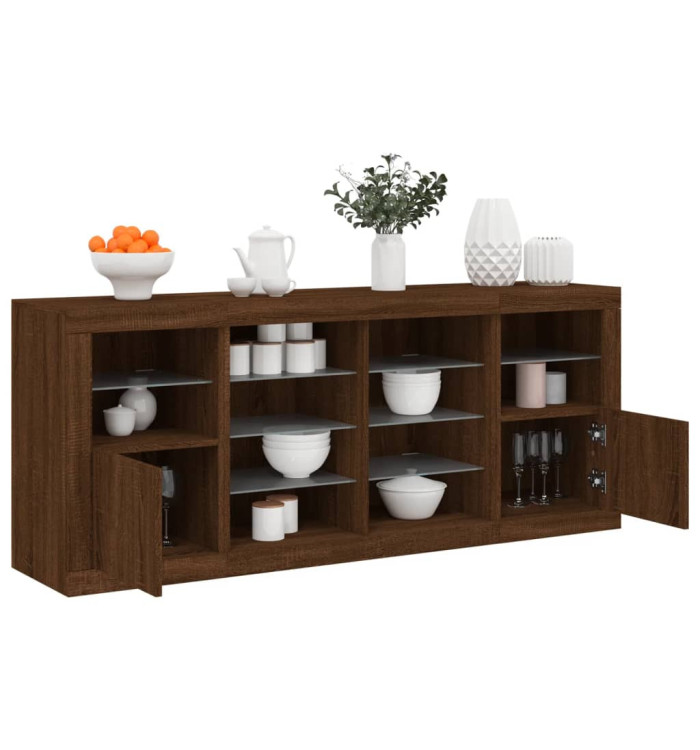 Buffet avec lumières LED chêne marron 163x37x67 cm | Mobilier & Déco