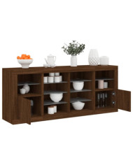 Buffet avec lumières LED chêne marron 163x37x67 cm | Mobilier & Déco