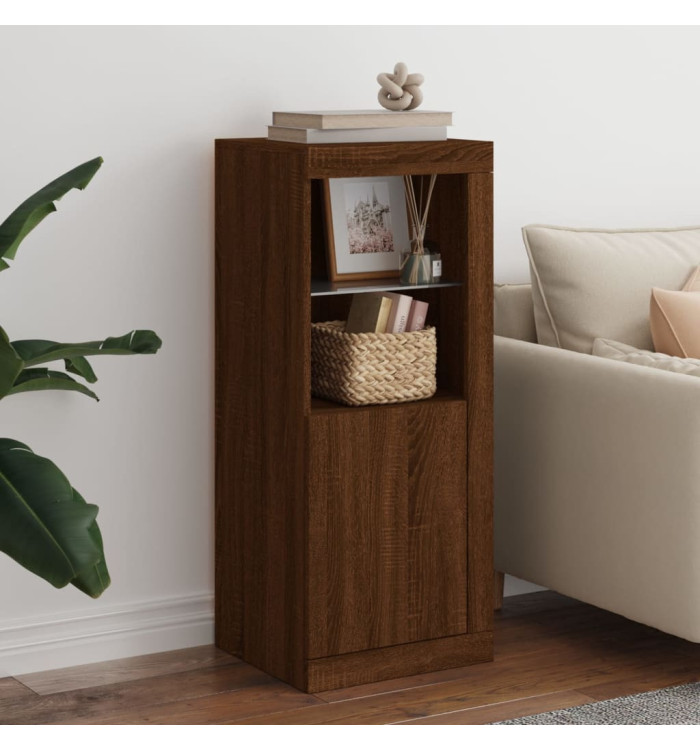 Buffet avec lumières LED chêne marron 41x37x100 cm | Mobilier & Déco