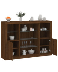 Buffets avec lumières LED 3 pcs chêne brun bois d'ingénierie | Mobilier & Déco