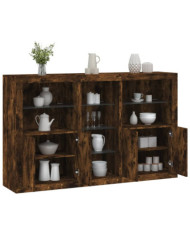 Buffet avec lumières LED chêne fumé 162x37x100 cm | Mobilier & Déco