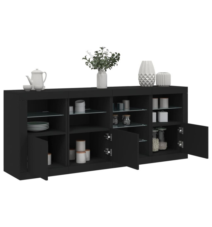 Buffet avec lumières LED noir 164x37x67 cm | Mobilier & Déco