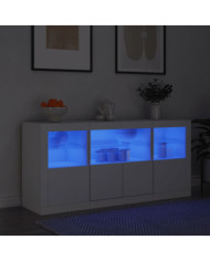 Buffet avec lumières LED blanc 142,5x37x67 cm | Mobilier & Déco