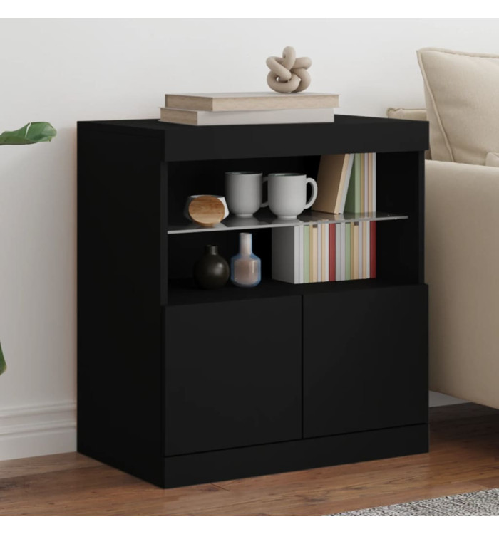 Buffet avec lumières LED noir 60x37x67 cm | Mobilier & Déco