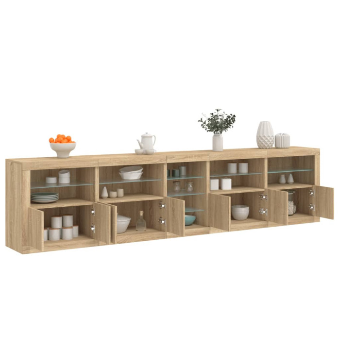 Buffet avec lumières LED chêne sonoma 283x37x67 cm | Mobilier & Déco