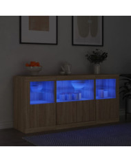 Buffet avec lumières LED chêne sonoma 142,5x37x67 cm | Mobilier & Déco
