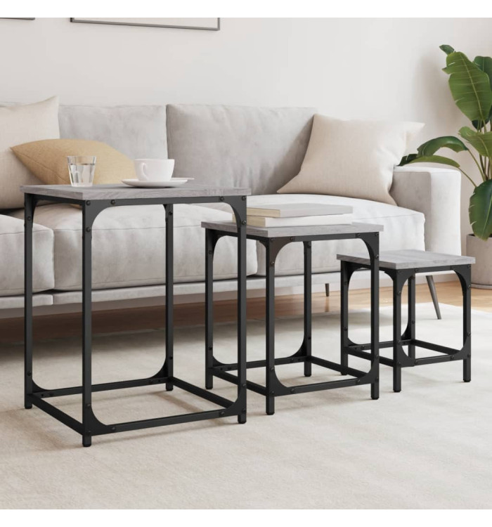 Tables basses gigognes 3 pcs sonoma gris bois d'ingénierie | Mobilier & Déco