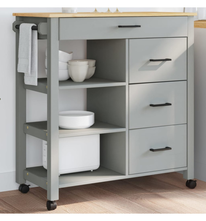 Chariot de cuisine MONZA 84x40x90 cm bois massif de pin | Mobilier & Déco