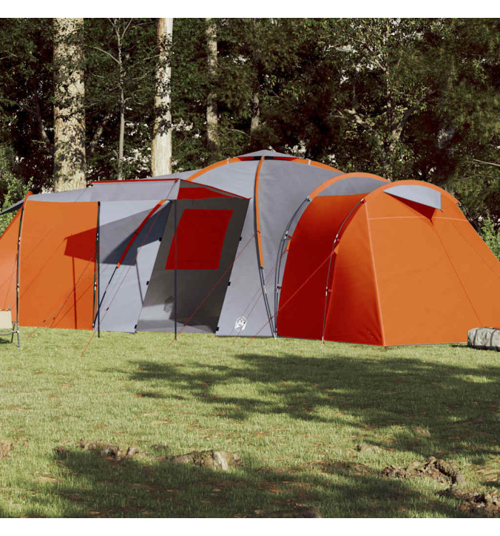 Tente familiale à dôme 12 personnes gris et orange imperméable | Mobilier & Déco
