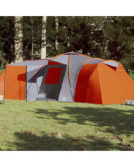 Tente familiale à dôme 12 personnes gris et orange imperméable | Mobilier & Déco