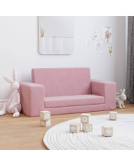 Canapé-lit pour enfants 2 places rose peluche douce | Mobilier & Déco