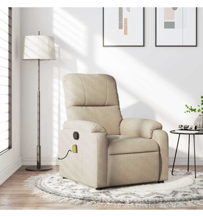 Fauteuil inclinable de massage crème tissu microfibre | Mobilier & Déco