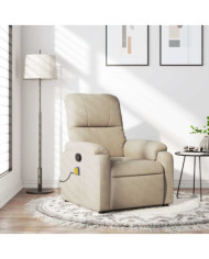 Fauteuil inclinable de massage crème tissu microfibre | Mobilier & Déco