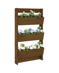 Jardinière murale 3 niveaux 60x18,5x110 cm brun miel pin massif | Mobilier & Déco