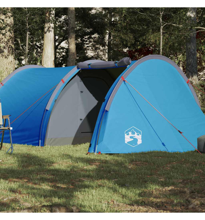 Tente de camping tunnel 4 personnes bleu imperméable | Mobilier & Déco
