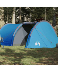 Tente de camping tunnel 4 personnes bleu imperméable | Mobilier & Déco