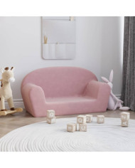 Canapé pour enfants 2 places rose peluche douce | Mobilier & Déco