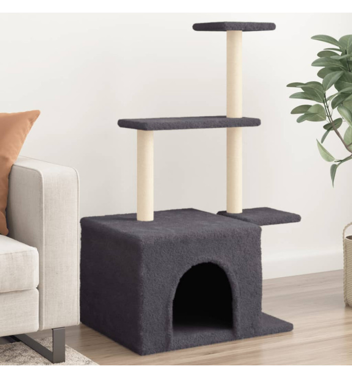 Arbre à chat avec griffoirs en sisal gris foncé 110 cm | Mobilier & Déco