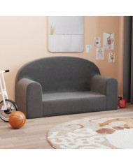 Canapé pour enfants 2 places anthracite peluche douce | Mobilier & Déco