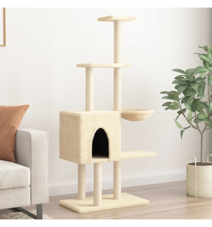 Arbre à chat avec griffoirs en sisal Crème 145 cm | Mobilier & Déco