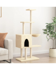 Arbre à chat avec griffoirs en sisal Crème 145 cm | Mobilier & Déco