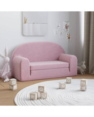 Canapé-lit pour enfants 2 places rose peluche douce | Mobilier & Déco