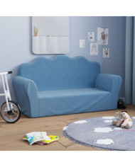 Canapé pour enfants 2 places bleu peluche douce | Mobilier & Déco