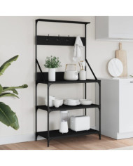 Étagère de boulangerie et crochets 4 niveaux bois d'ingénierie | Mobilier & Déco