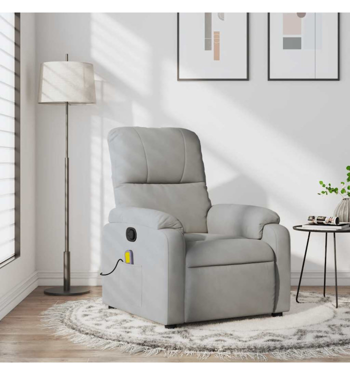 Fauteuil inclinable de massage gris clair tissu microfibre | Mobilier & Déco