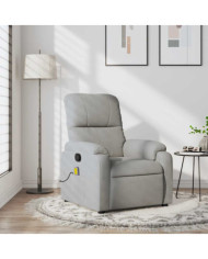 Fauteuil inclinable de massage gris clair tissu microfibre | Mobilier & Déco