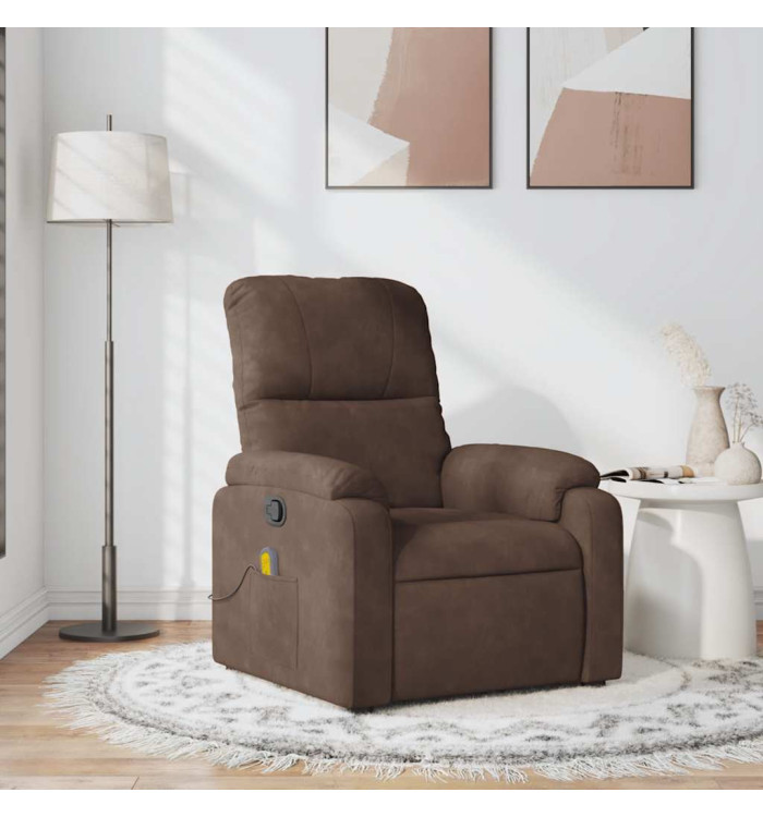 Fauteuil inclinable de massage marron tissu microfibre | Mobilier & Déco