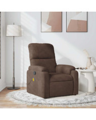 Fauteuil inclinable de massage marron tissu microfibre | Mobilier & Déco