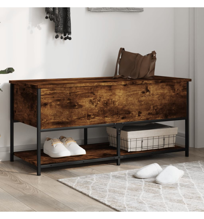 Banc de rangement chêne fumé 100x42,5x47 cm bois d'ingénierie | Mobilier & Déco