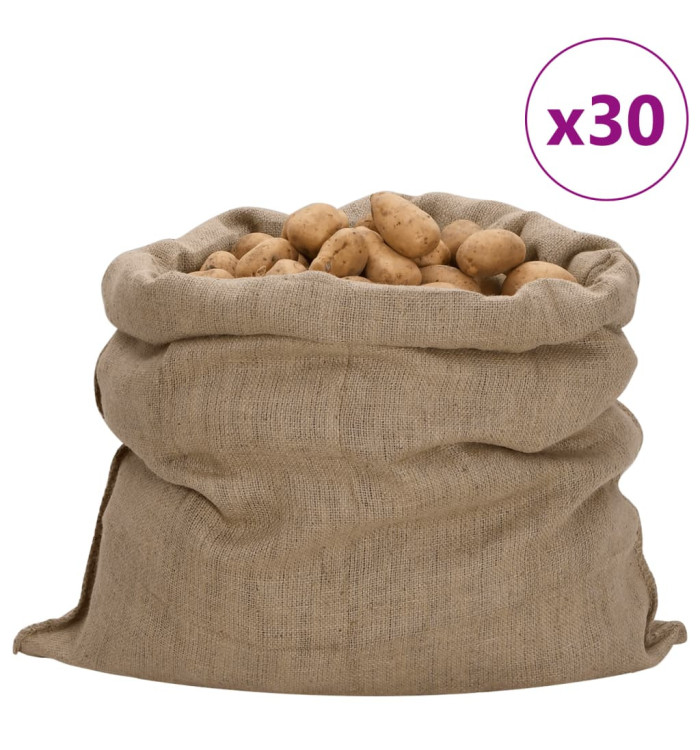 Sacs en jute 30 pcs 100x110 cm 100 % jute 340 g/m² | Mobilier & Déco