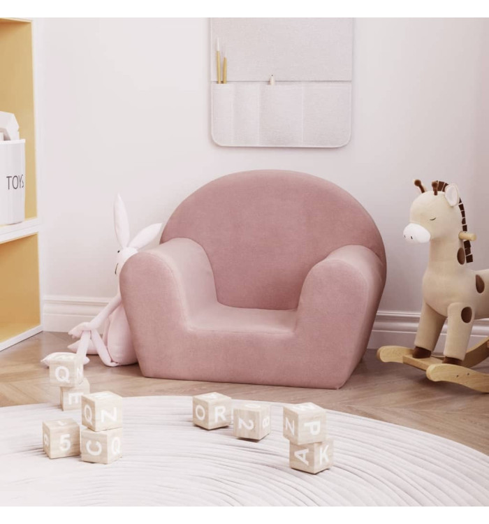Canapé pour enfants rose peluche douce | Mobilier & Déco