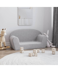 Canapé pour enfants 2 places gris clair peluche douce | Mobilier & Déco